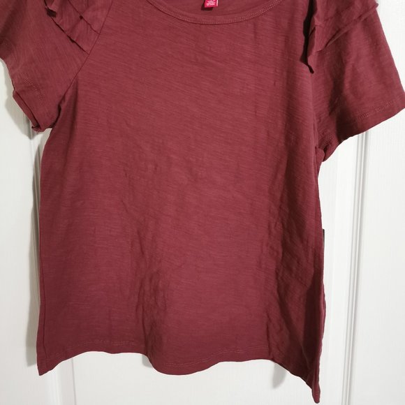 Vince Camuto Maroon Tiered Sleeve Ruffle Blouse - Picture 3 of 6